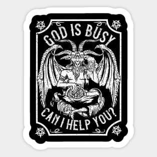 God Is Busy Can I Help You? - Baphomet Occult Gift Sticker